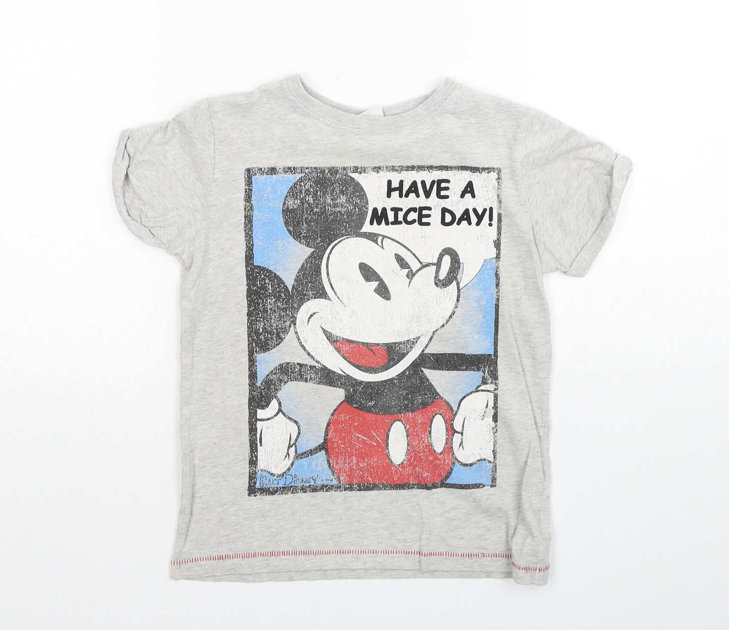 NEXT Boys Grey Cotton Basic T-Shirt Size 4-5 Years Round Neck Pullover - Mickey Mouse