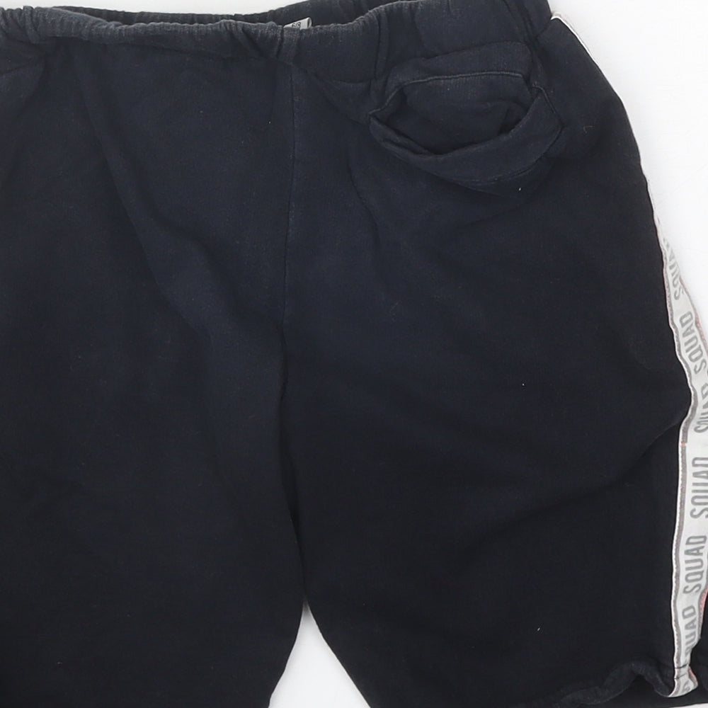 Preworn Boys Black Cotton Sweat Shorts Size 8-9 Years Regular Tie