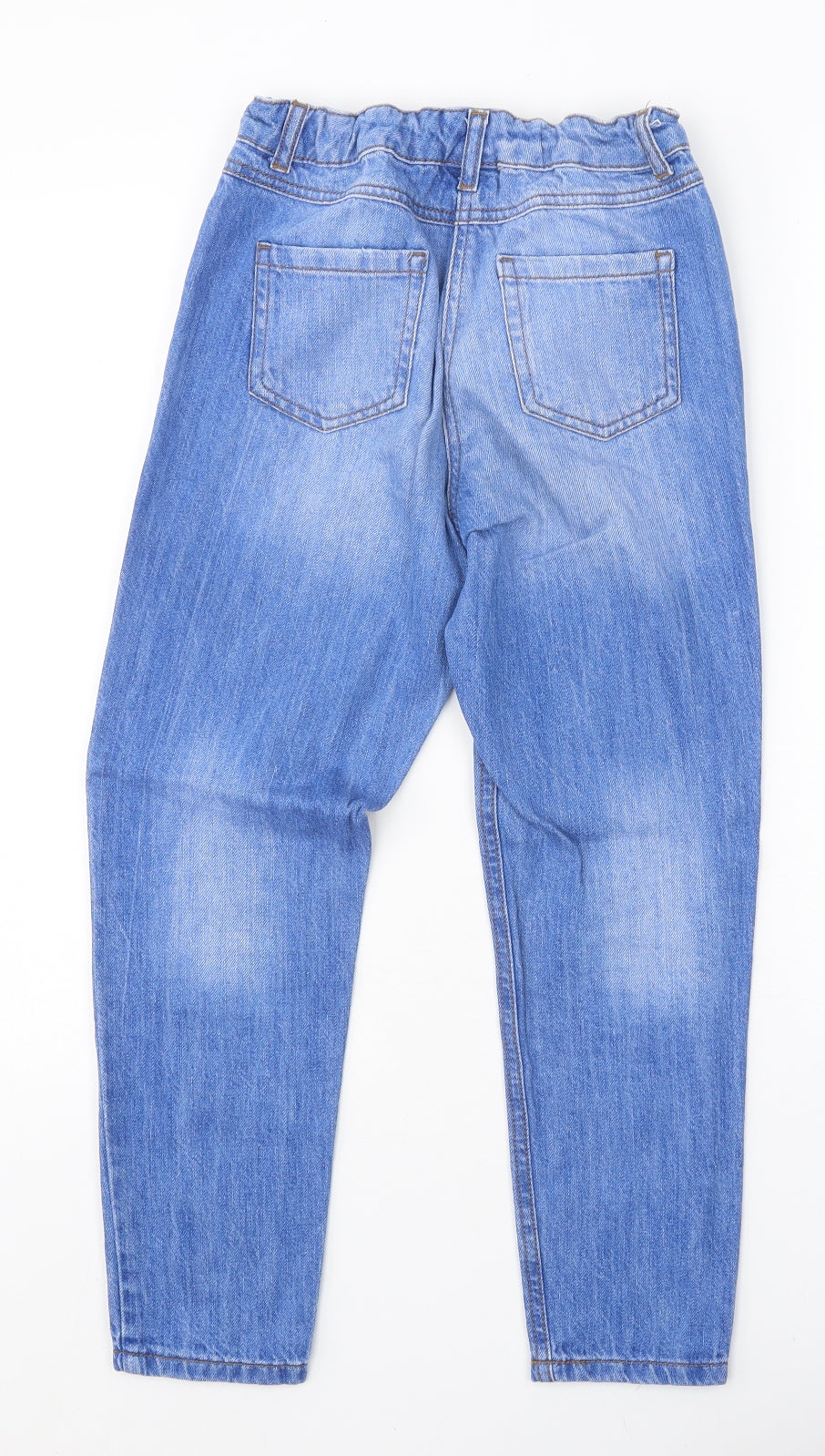 NEXT Girls Blue 100% Cotton Skinny Jeans Size 11 Years Regular Zip - Distressed Denim