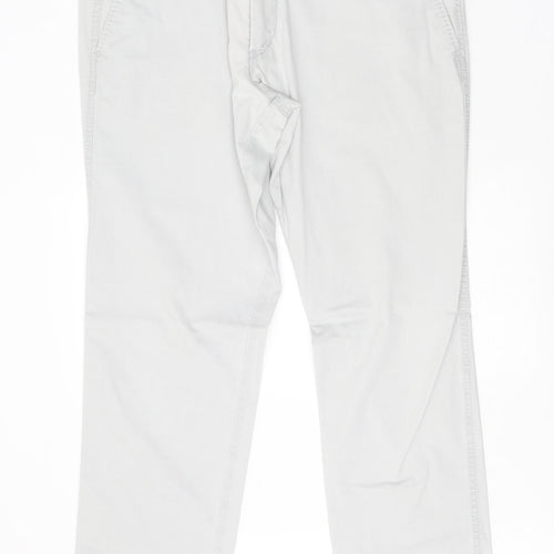 Preworn Mens Grey Cotton Trousers Size 36 in Regular Zip