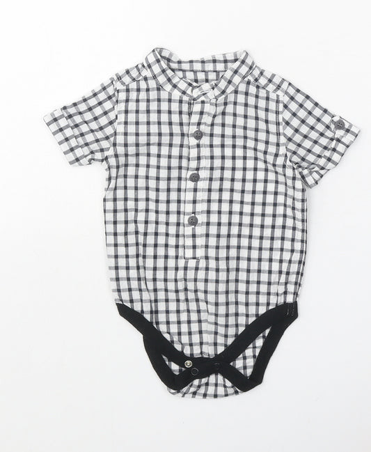 George Baby Black Geometric 100% Cotton Babygrow One-Piece Size 6-9 Months Button