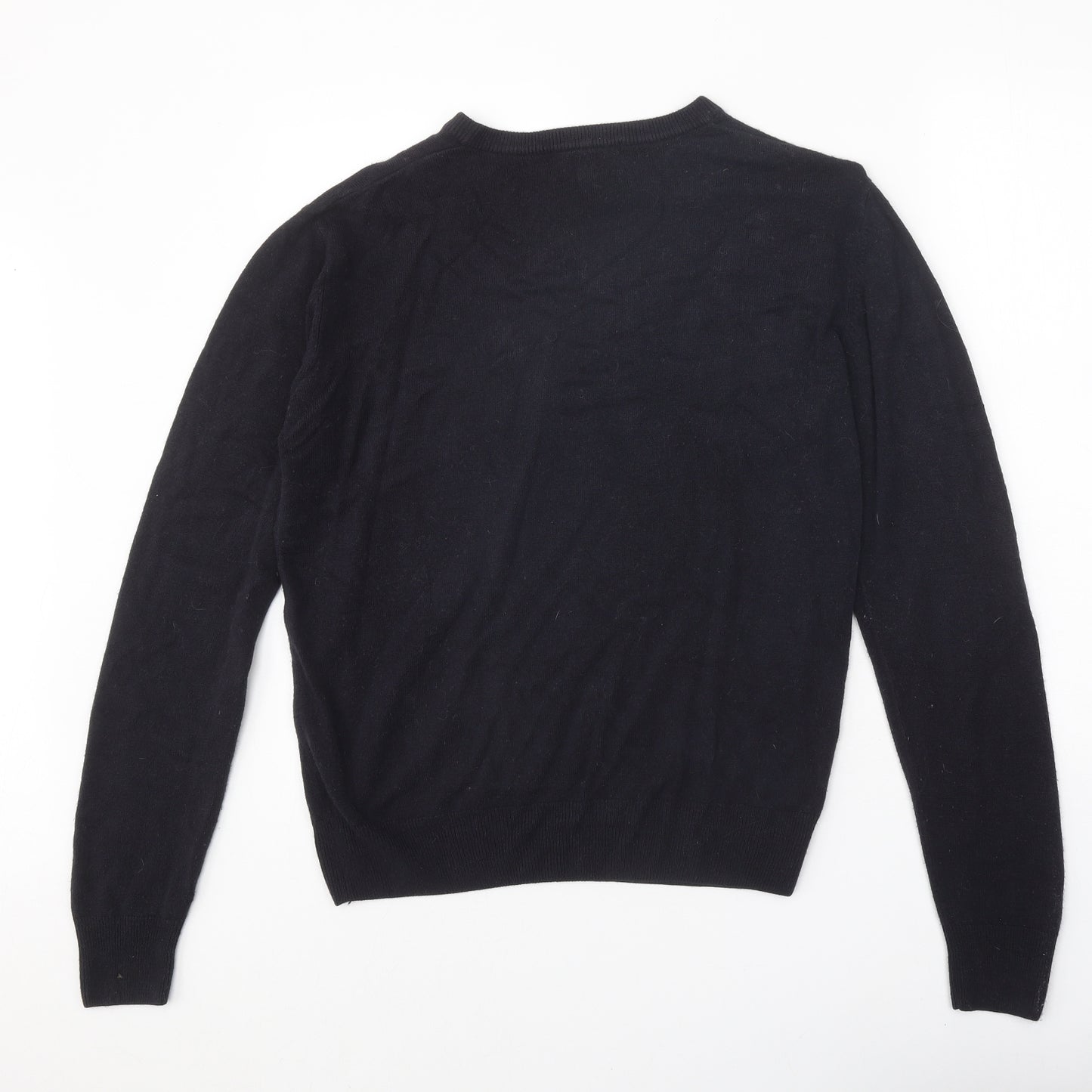 SCOTT&TAYLOR Mens Black Round Neck Acrylic Pullover Jumper Size S Long Sleeve