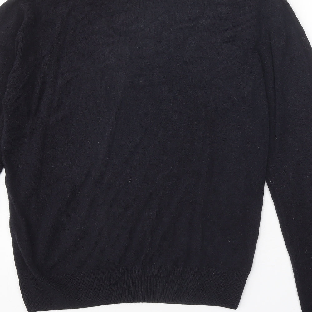 SCOTT&TAYLOR Mens Black Round Neck Acrylic Pullover Jumper Size S Long Sleeve