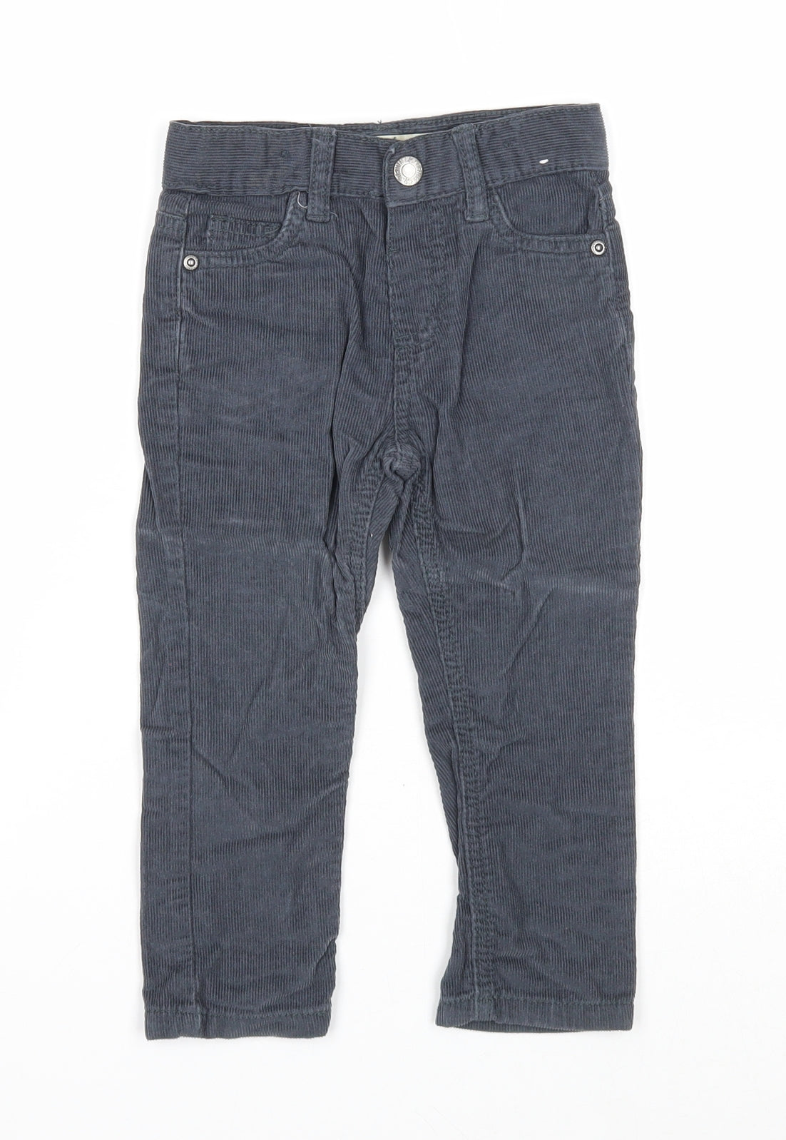 Denim & Co. Boys Blue Cotton Chino Trousers Size 2-3 Years Regular Zip