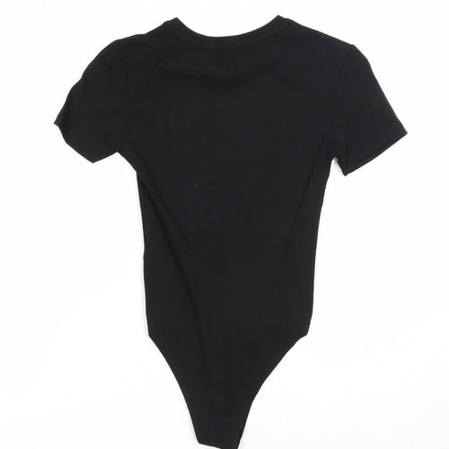 Primark Womens Black Cotton Bodysuit One-Piece Size 4 Snap