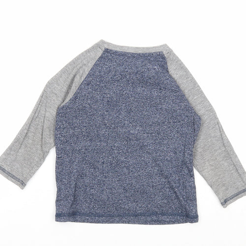 F&F Boys Blue Geometric Cotton Pullover T-Shirt Size 2-3 Years Round Neck Pullover - Fox