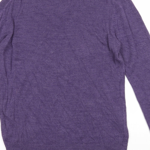 Cedar Wood State Mens Purple V-Neck Acrylic Pullover Jumper Size L Long Sleeve