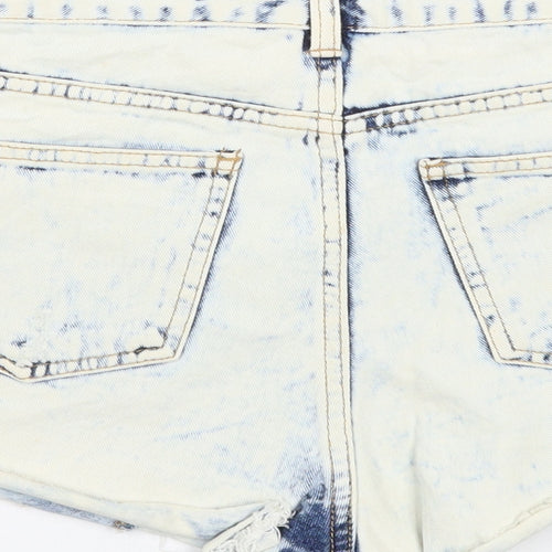 Denim & Co. Womens Blue Geometric Cotton Boyfriend Shorts Size 10 Regular Zip
