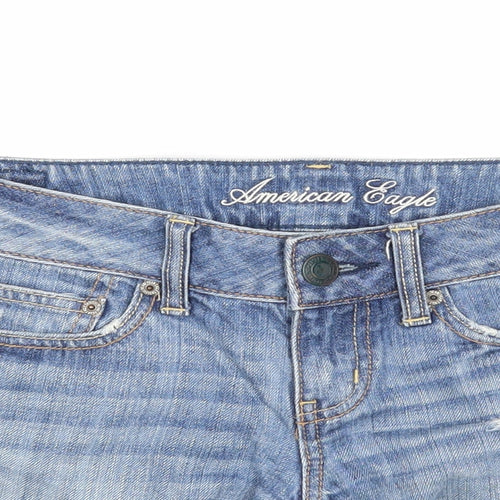 American Eagle Outfitters Womens Blue Cotton Boyfriend Shorts Size XS Regular Zip