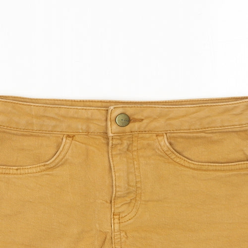 Topshop Womens Brown Cotton Hot Pants Shorts Size 25 in Regular Zip