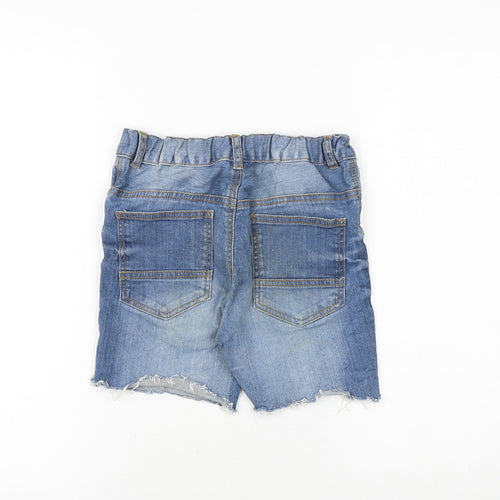 TU Boys Blue Cotton Bermuda Shorts Size 10 Years Regular Zip - Distressed