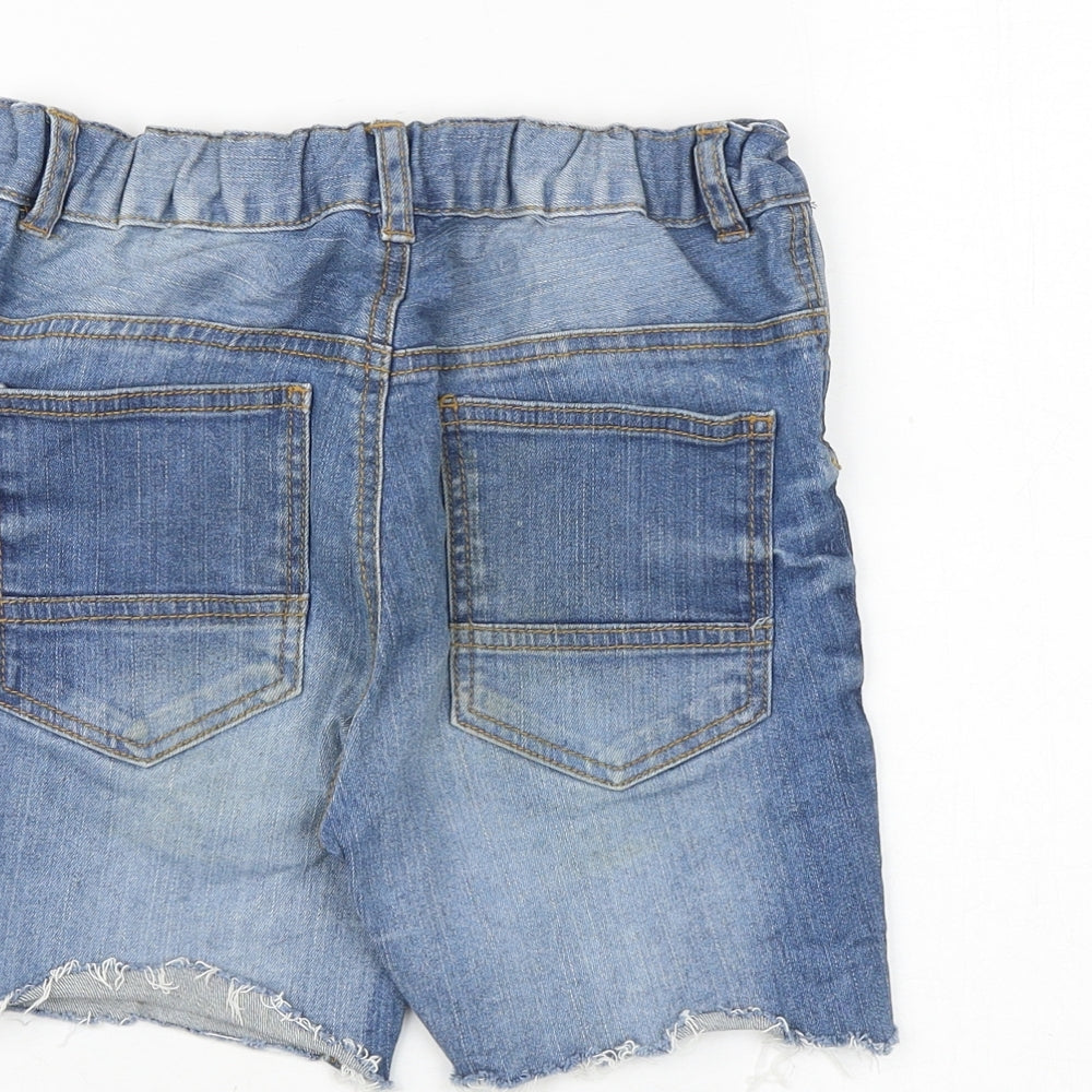 TU Boys Blue Cotton Bermuda Shorts Size 10 Years Regular Zip - Distressed
