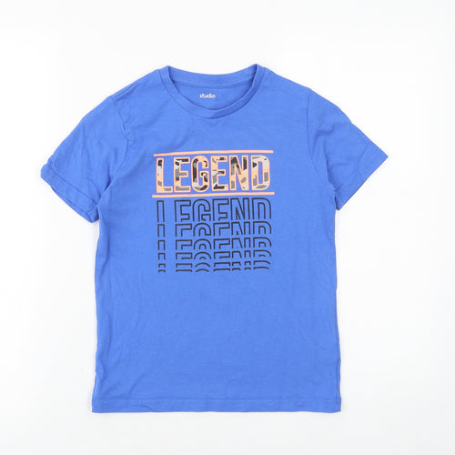 Studio Boys Blue 100% Cotton Basic T-Shirt Size 8-9 Years Round Neck Pullover - Legend