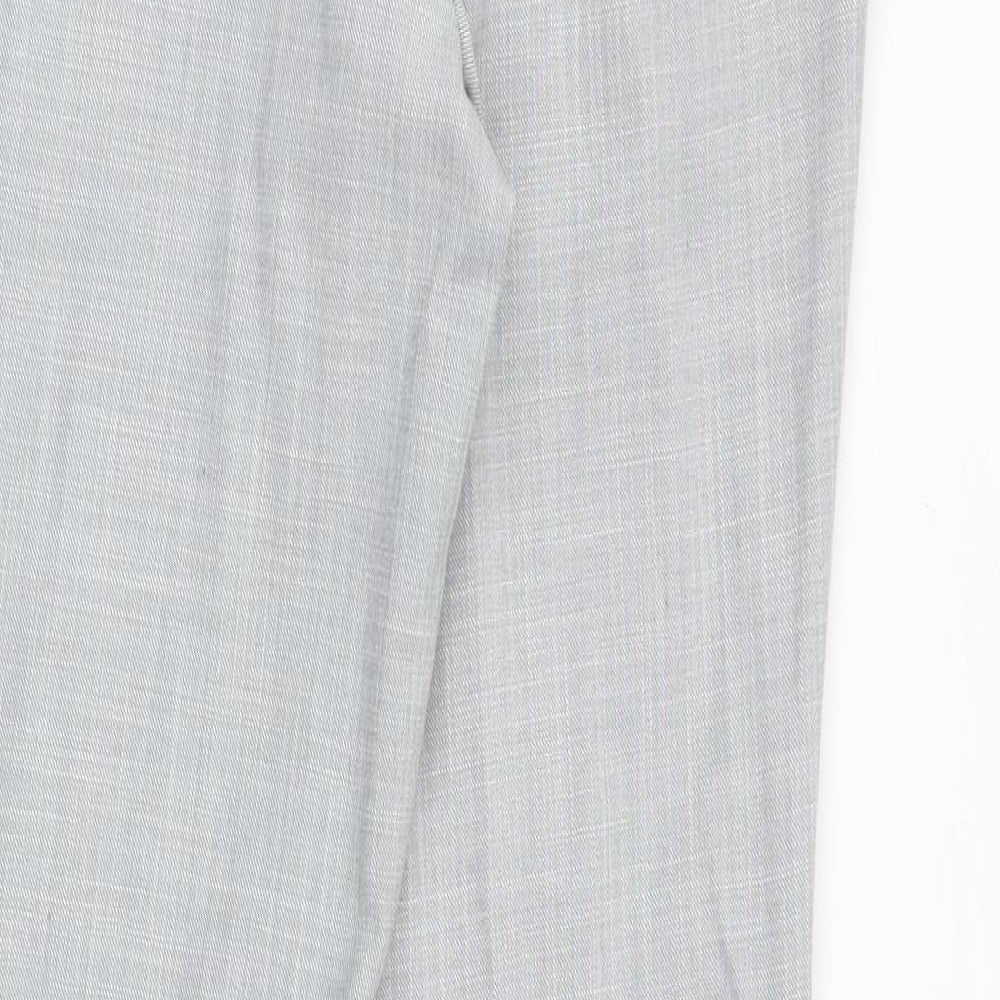 Marks and Spencer Mens Grey Viscose Trousers Size 32 in Regular Zip
