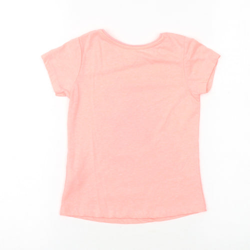 Primark Girls Pink Cotton Basic T-Shirt Size 5-6 Years Round Neck Pullover - Daddy's Superstar