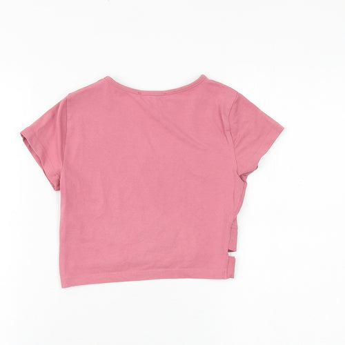 New Look Girls Pink Cotton Basic T-Shirt Size 10-11 Years Round Neck Pullover - Girl Pwr