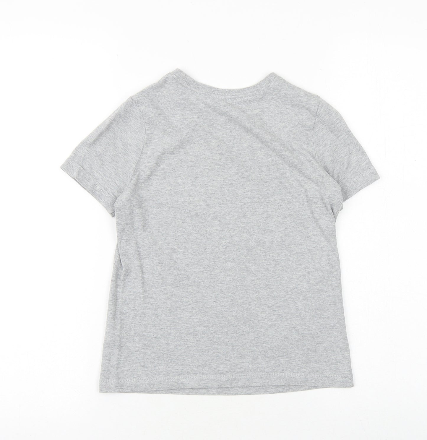 F&F Boys Grey Cotton Basic T-Shirt Size 6-7 Years Round Neck Pullover - Play