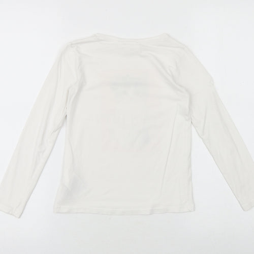 H&M Girls White Cotton Basic T-Shirt Size 6-7 Years Round Neck Pullover - Tres Bon Cat