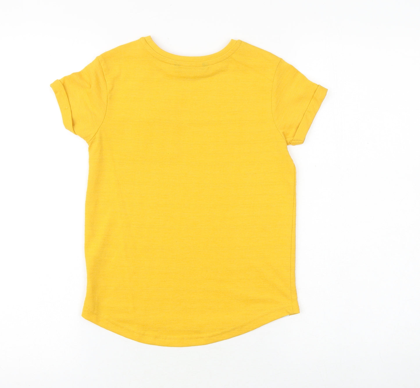George Boys Yellow 100% Cotton Basic T-Shirt Size 6-7 Years Round Neck Pullover