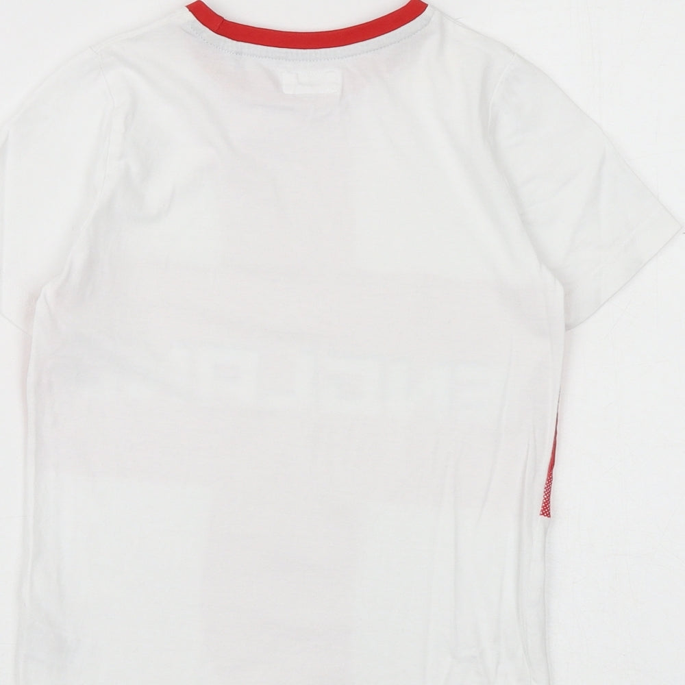 TU Boys White 100% Cotton Basic T-Shirt Size 6 Years Round Neck Pullover - England