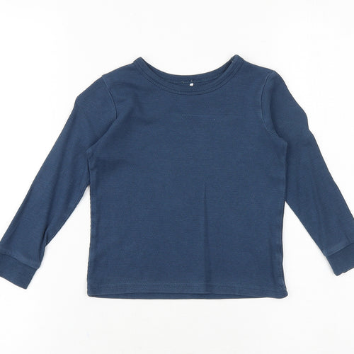 George Boys Blue 100% Cotton Basic T-Shirt Size 2-3 Years Round Neck Pullover