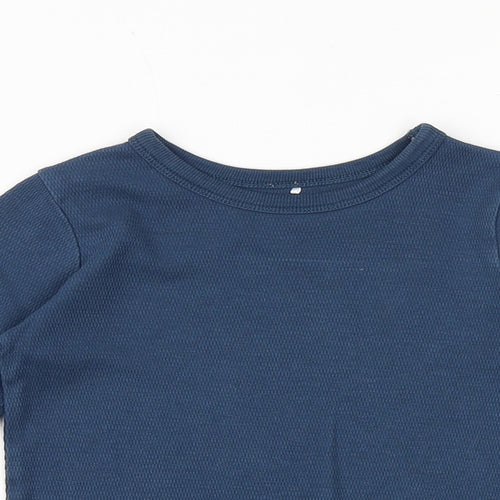 George Boys Blue 100% Cotton Basic T-Shirt Size 2-3 Years Round Neck Pullover