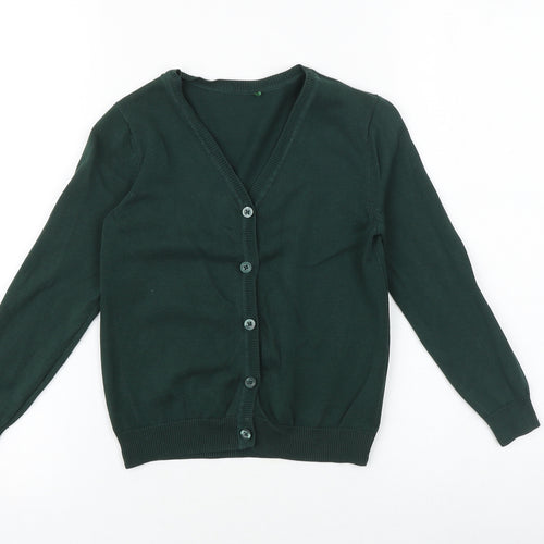 George Girls Green V-Neck Cotton Cardigan Jumper Size 5-6 Years Button
