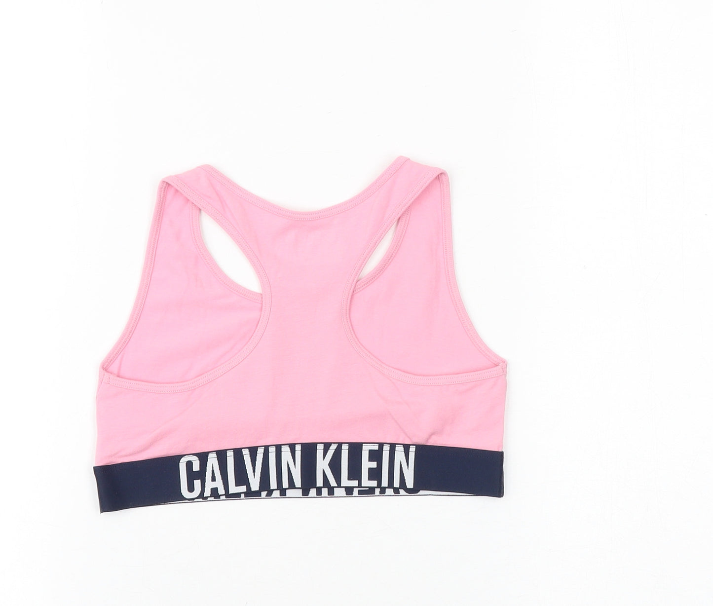 Calvin Klein Girls Pink Elastane Cropped Tank Size 12 Years Scoop Neck Pullover - 12-14 Years