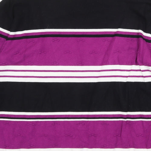 BASSINI Womens Multicoloured Round Neck Striped Viscose Pullover Jumper Size L