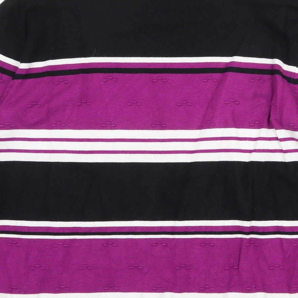 BASSINI Womens Multicoloured Round Neck Striped Viscose Pullover Jumper Size L