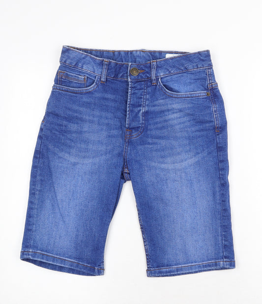 Denim & Co. Womens Blue Cotton Skimmer Shorts Size 28 in Regular Zip