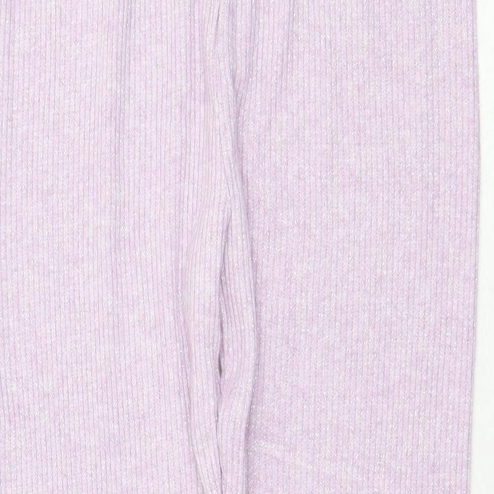 Preworn Girls Purple Viscose Jogger Trousers Size 12 Years Regular Drawstring