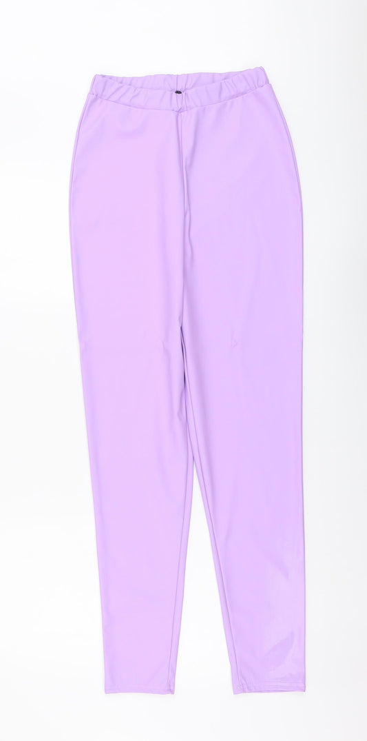 PRETTYLITTLETHING Womens Purple Polyester Capri Leggings Size 10 L29 in