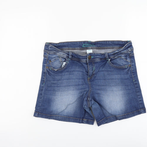 Promod Womens Blue Cotton Mom Shorts Size 34 in L6 in Regular Button