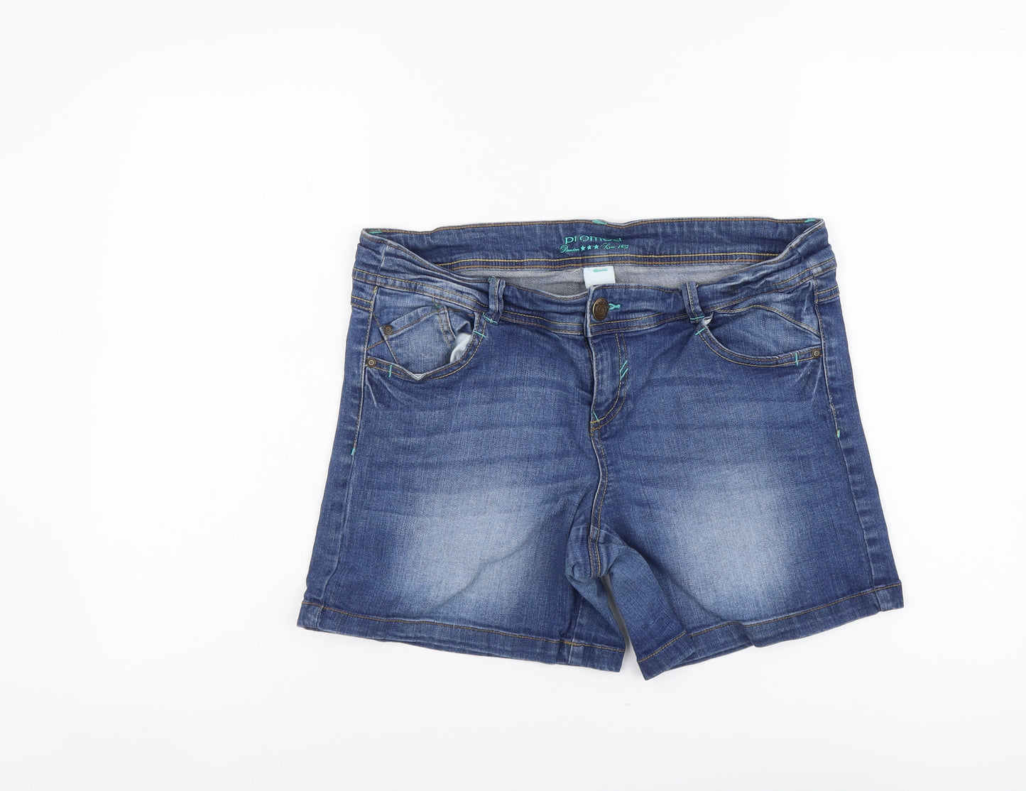Promod Womens Blue Cotton Mom Shorts Size 34 in L6 in Regular Button