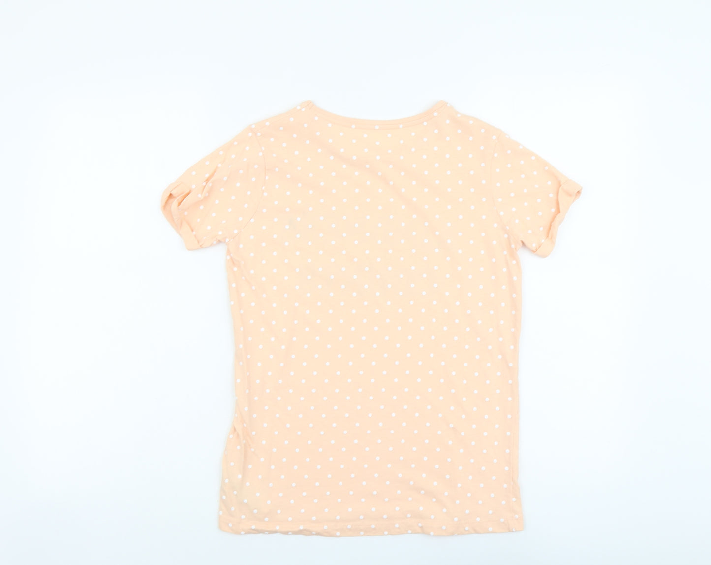 Primark Girls Orange Polka Dot Cotton Basic T-Shirt Size 13-14 Years Round Neck Pullover - Kindness Counts