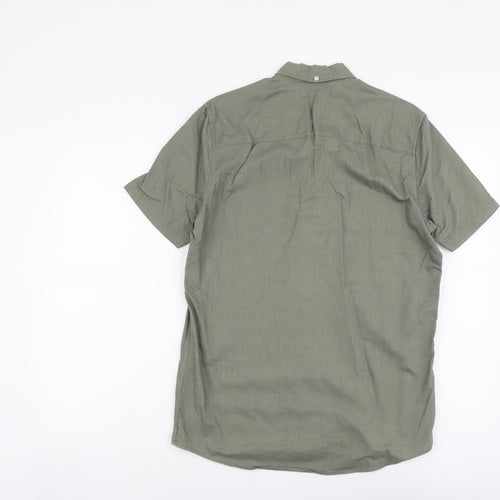 NEXT Mens Green Cotton Button-Up Size S Collared Button