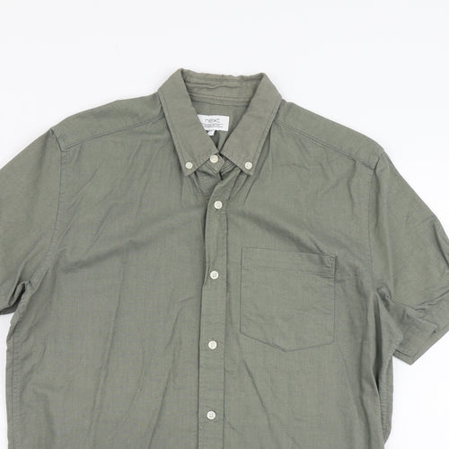 NEXT Mens Green Cotton Button-Up Size S Collared Button