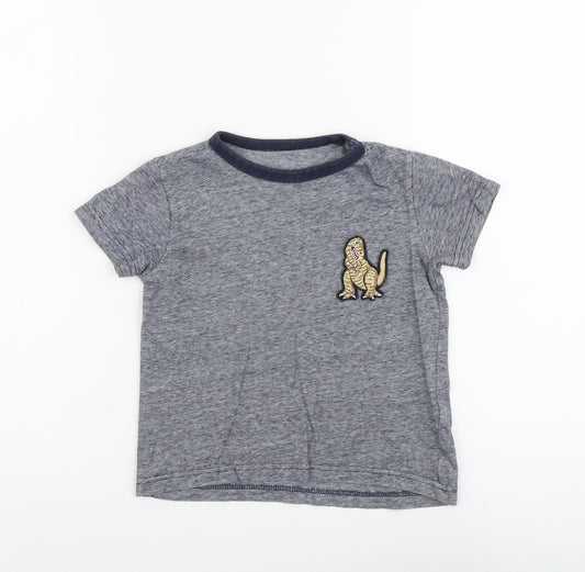 NEXT Boys Blue Cotton Basic T-Shirt Size 2-3 Years Round Neck Pullover