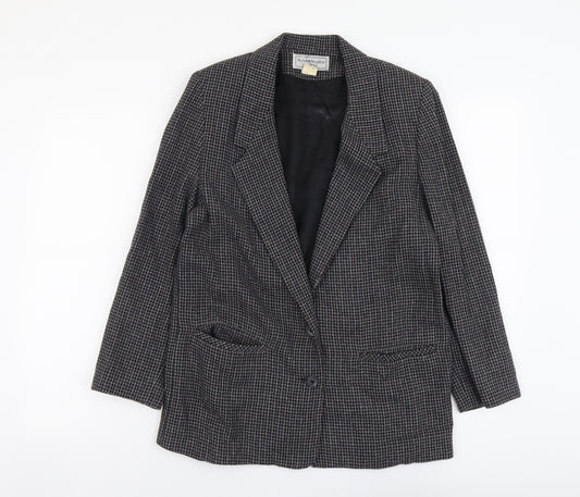 Norton McNaughton Womens Grey Plaid Polyester Jacket Blazer Size 8 - Pockets