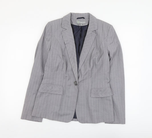 Marks and Spencer Womens Grey Striped Polyester Jacket Suit Jacket Size 10