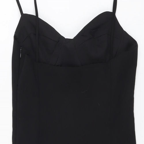 Zara Womens Black Polyester Bodysuit One-Piece Size S Snap - Zip Side Closure