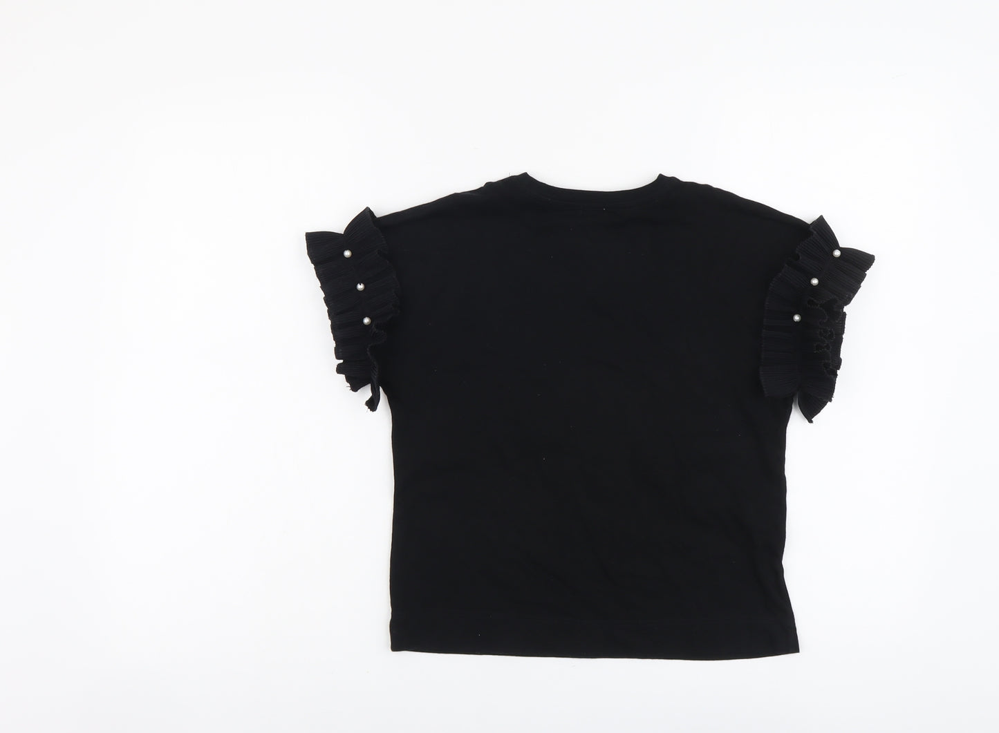 River Island Girls Black Cotton Basic T-Shirt Size 7-8 Years Round Neck Pullover - Always Be Sassy