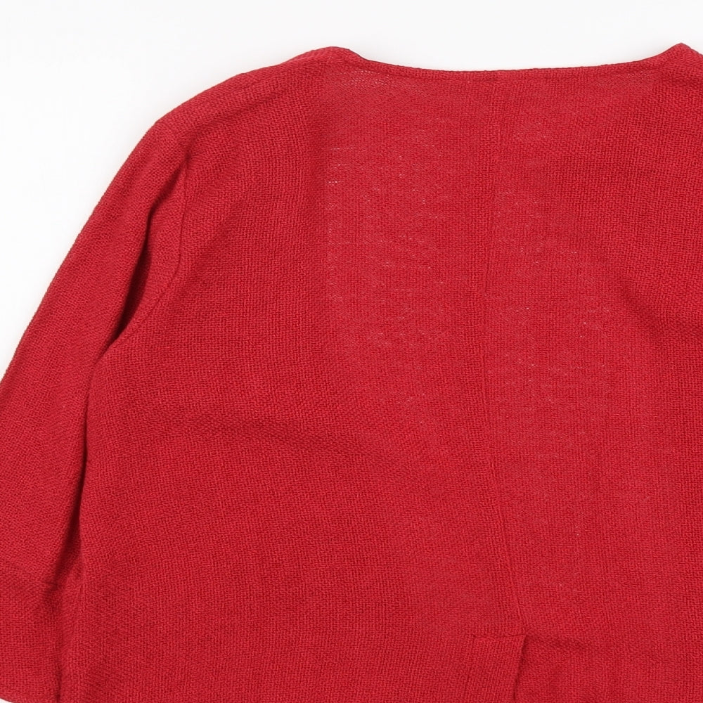 Masai Womens Red V-Neck Cotton Cardigan Jumper Size S
