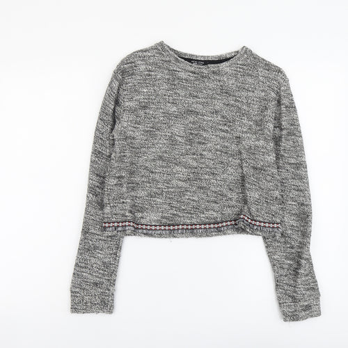 New Look Girls Grey Round Neck Cotton Pullover Jumper Size 10-11 Years Pullover