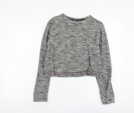 New Look Girls Grey Round Neck Cotton Pullover Jumper Size 10-11 Years Pullover