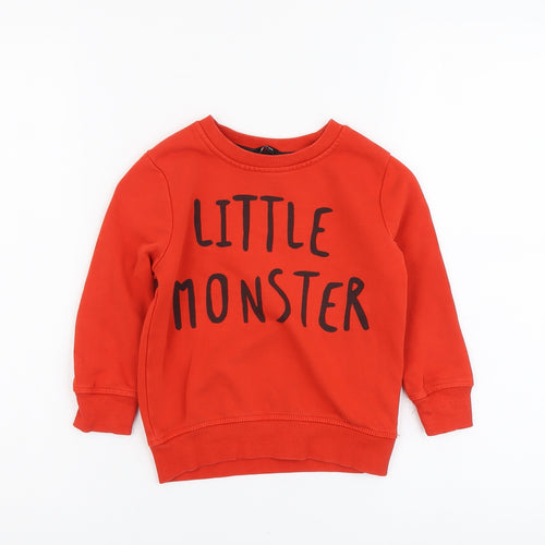 George Boys Red Cotton Pullover Sweatshirt Size 2-3 Years Pullover - Little Monster
