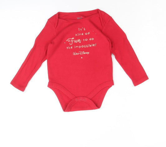 Disney Girls Red 100% Cotton Babygrow One-Piece Size 18-24 Months Snap - It's kind of fun to do the impossible!