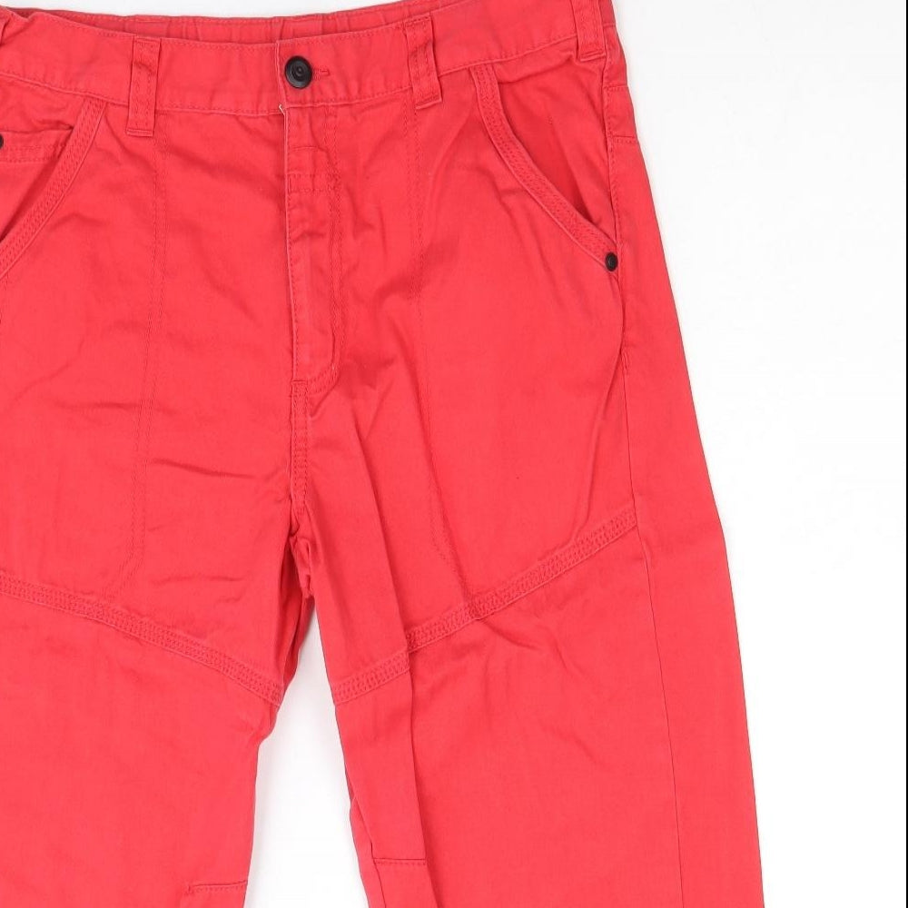 George Girls Pink Cotton Capri Trousers Size 13-14 Years Regular Zip