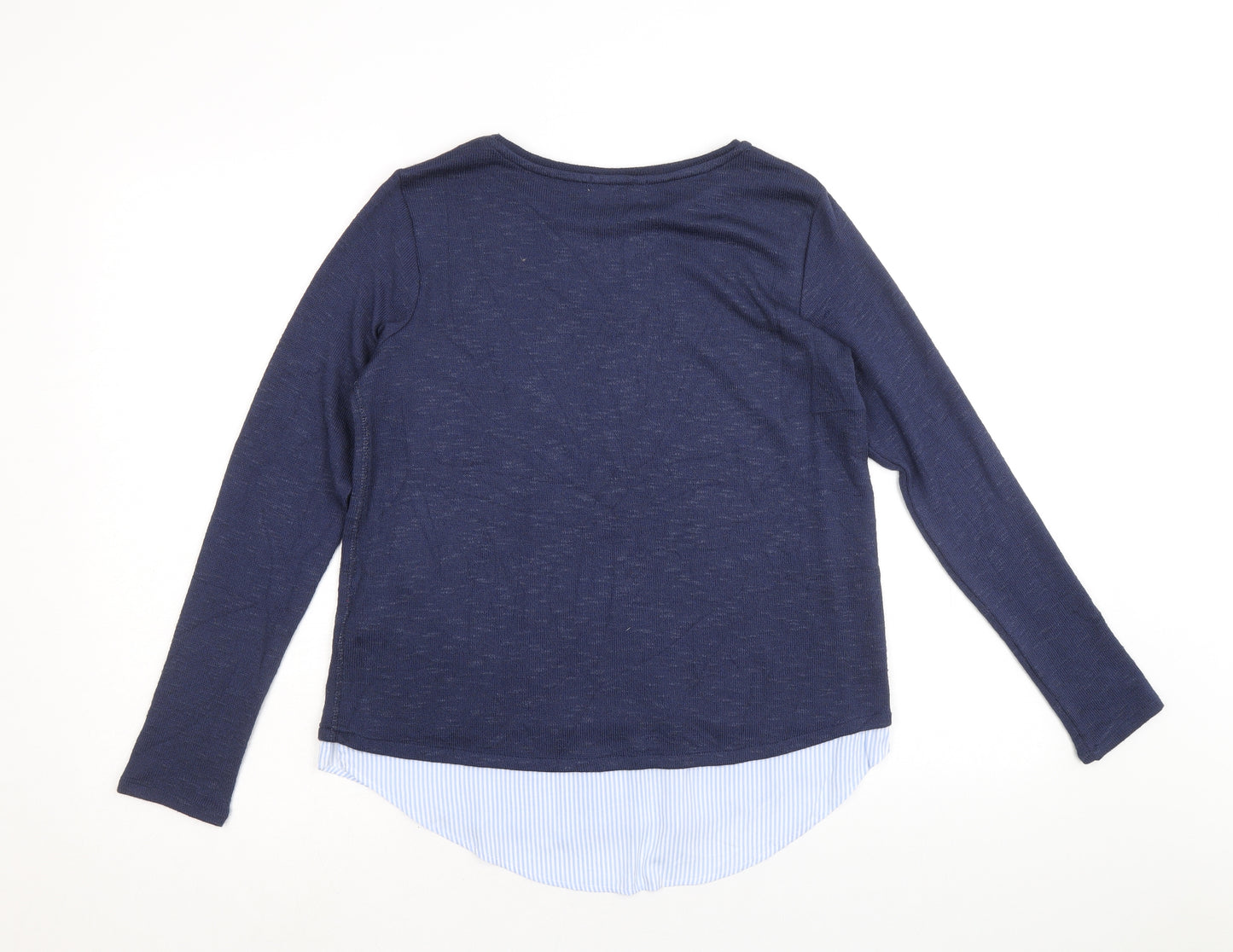 H&M Girls Blue Round Neck Viscose Pullover Jumper Size 12-13 Years Pullover - Anchor